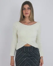 gossip girl drop | small cream fuzzy wrap jumper