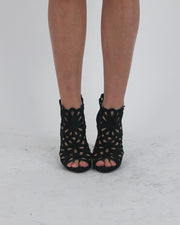 gossip girl drop | uk 5 black caged peep-toe ankle boots