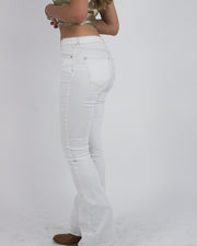 gossip girl drop | small white low-rise flared jeans
