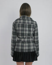 gossip girl drop | medium grey plaid belted jacket