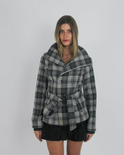 gossip girl drop | medium grey plaid belted jacket