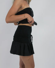 gossip girl drop | small black ruffle mini skirt
