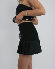 gossip girl drop | small black ruffle mini skirt