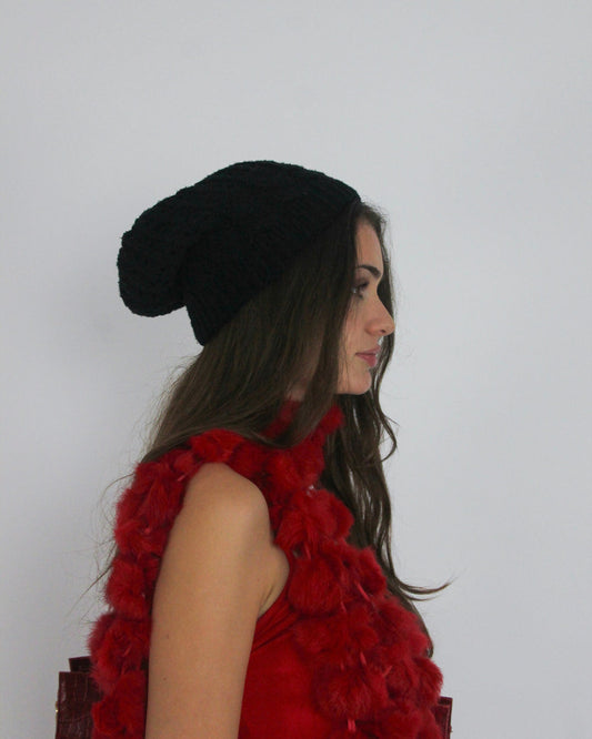 gossip girl drop | one size black slouch beanie
