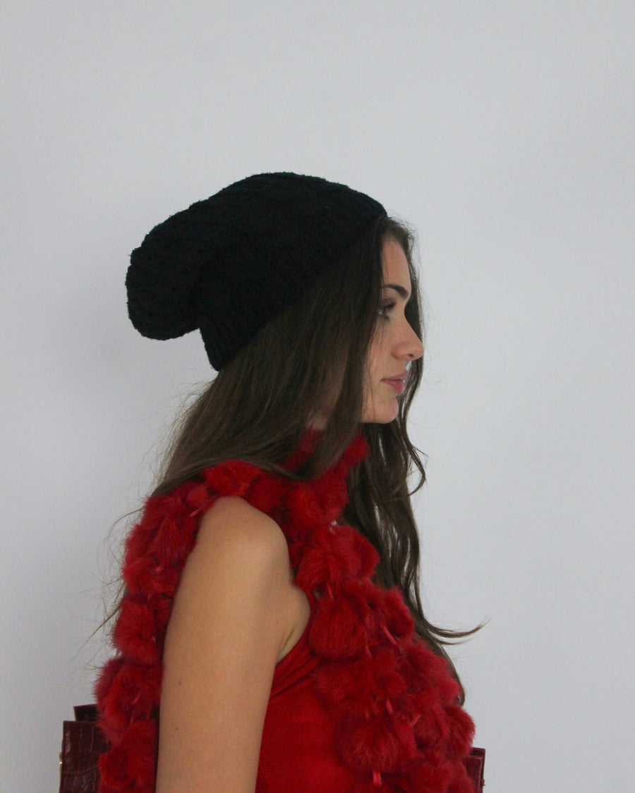 gossip girl drop | one size black slouch beanie