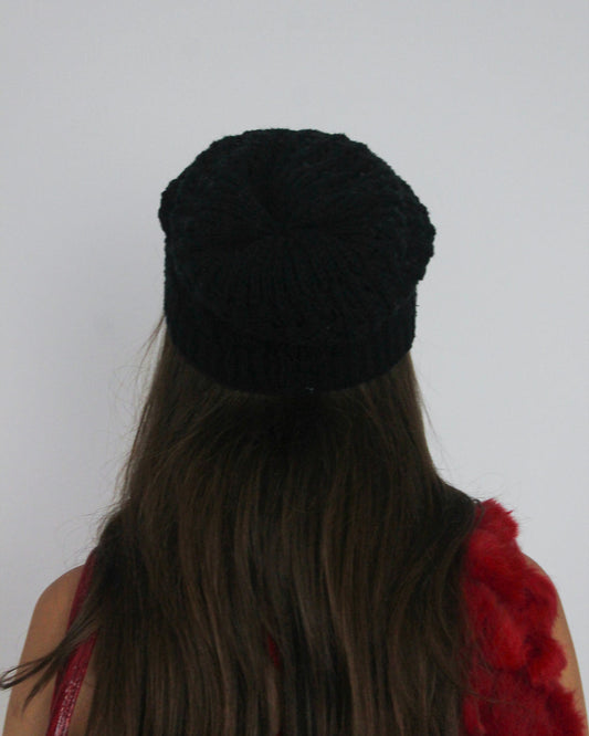 gossip girl drop | one size black slouch beanie