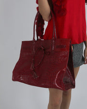 gossip girl drop | one size dark red croc-effect tote bag