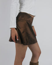 gossip girl drop | small brown satin-style a-line mini skirt