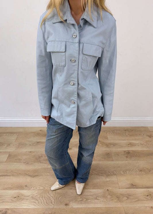 large light blue urban babe utility jacket aesthetic close