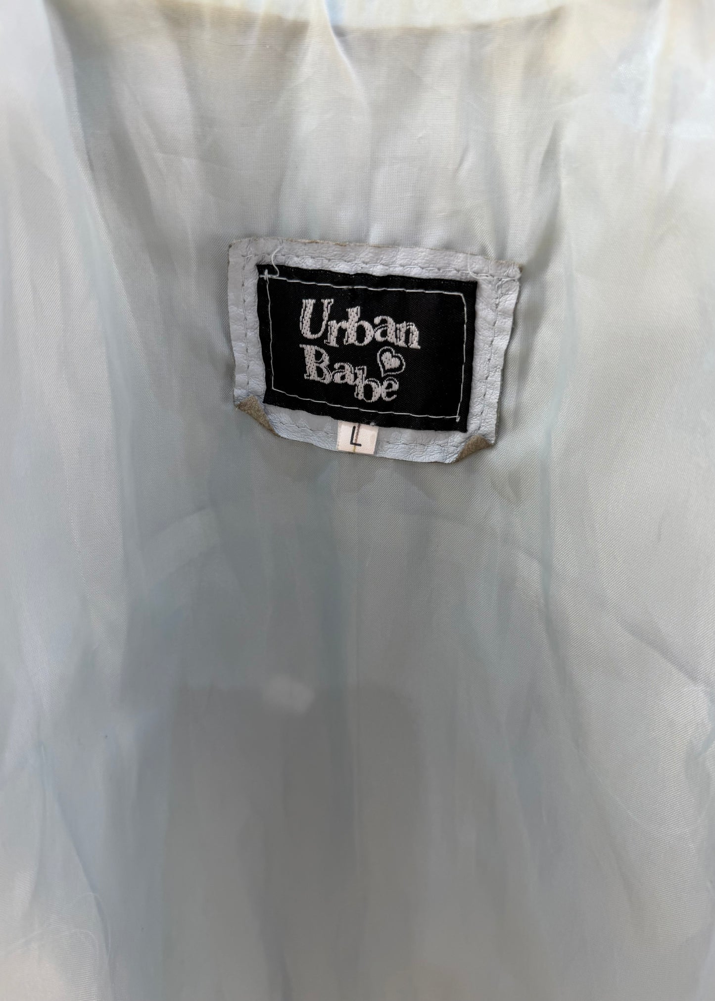 large light blue urban babe utility jacket label