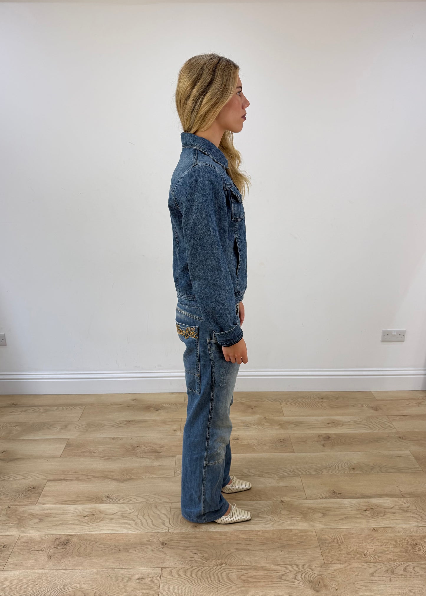 large mid blue denim jacket right side