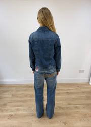 large mid blue denim jacket back