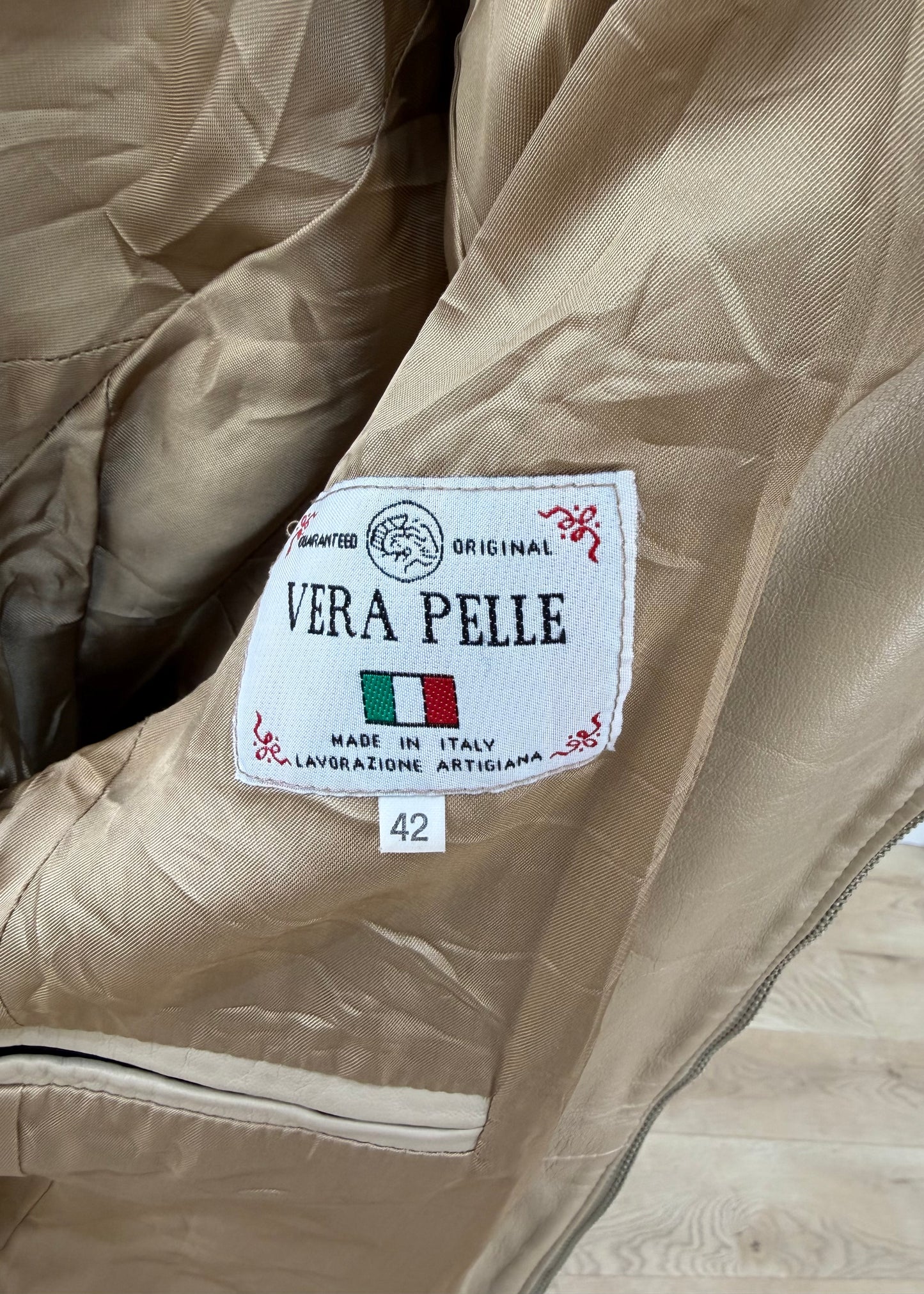 medium beige vera pelle leather blazer label