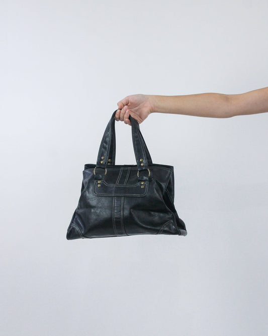 black structured handbag, front view
