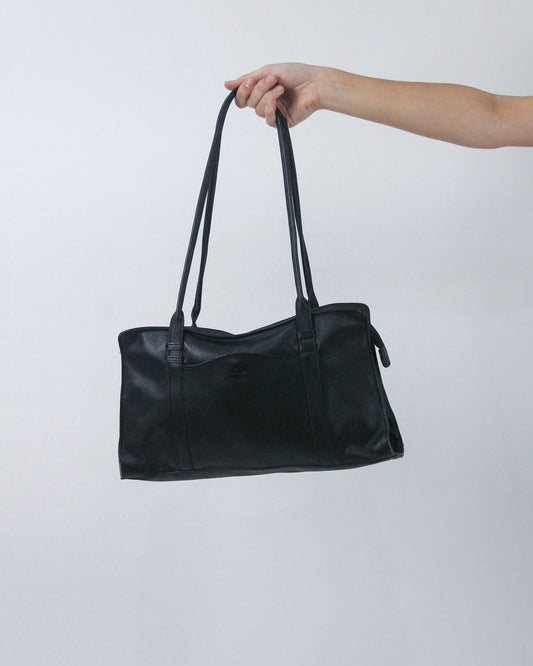 black long handle shoulder bag, back view