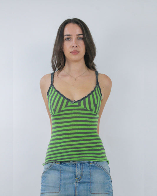 green striped camisole top, front view