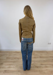 small beige toi and moi fitted utility jacket back