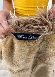 small brown wear love faux fur jacket label