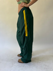 back to school drop green and yellow track trousers detail