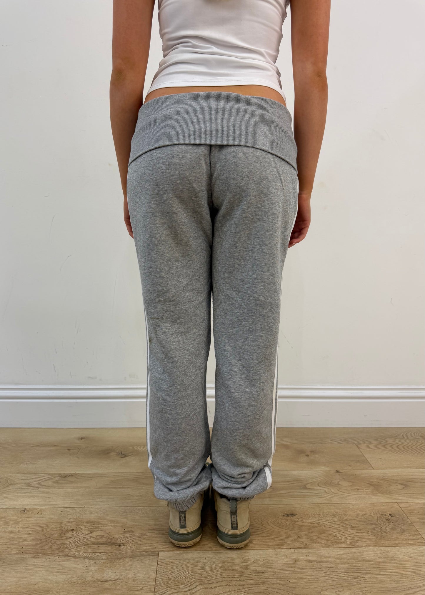 small grey adidas foldover waist joggers
