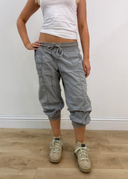medium grey cropped cargo style trousers