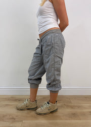 medium grey cropped cargo style trousers