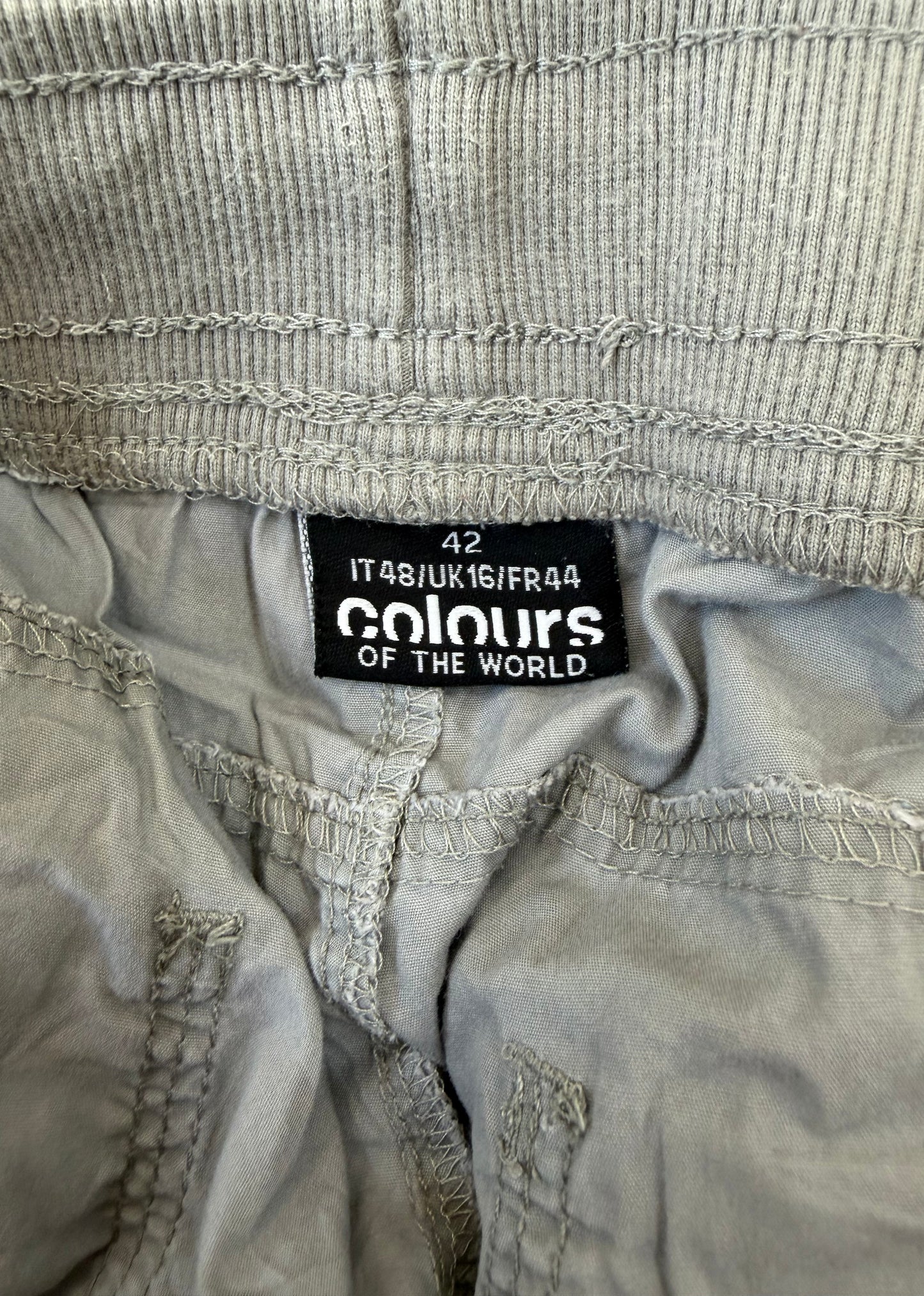 medium grey cropped cargo style trousers