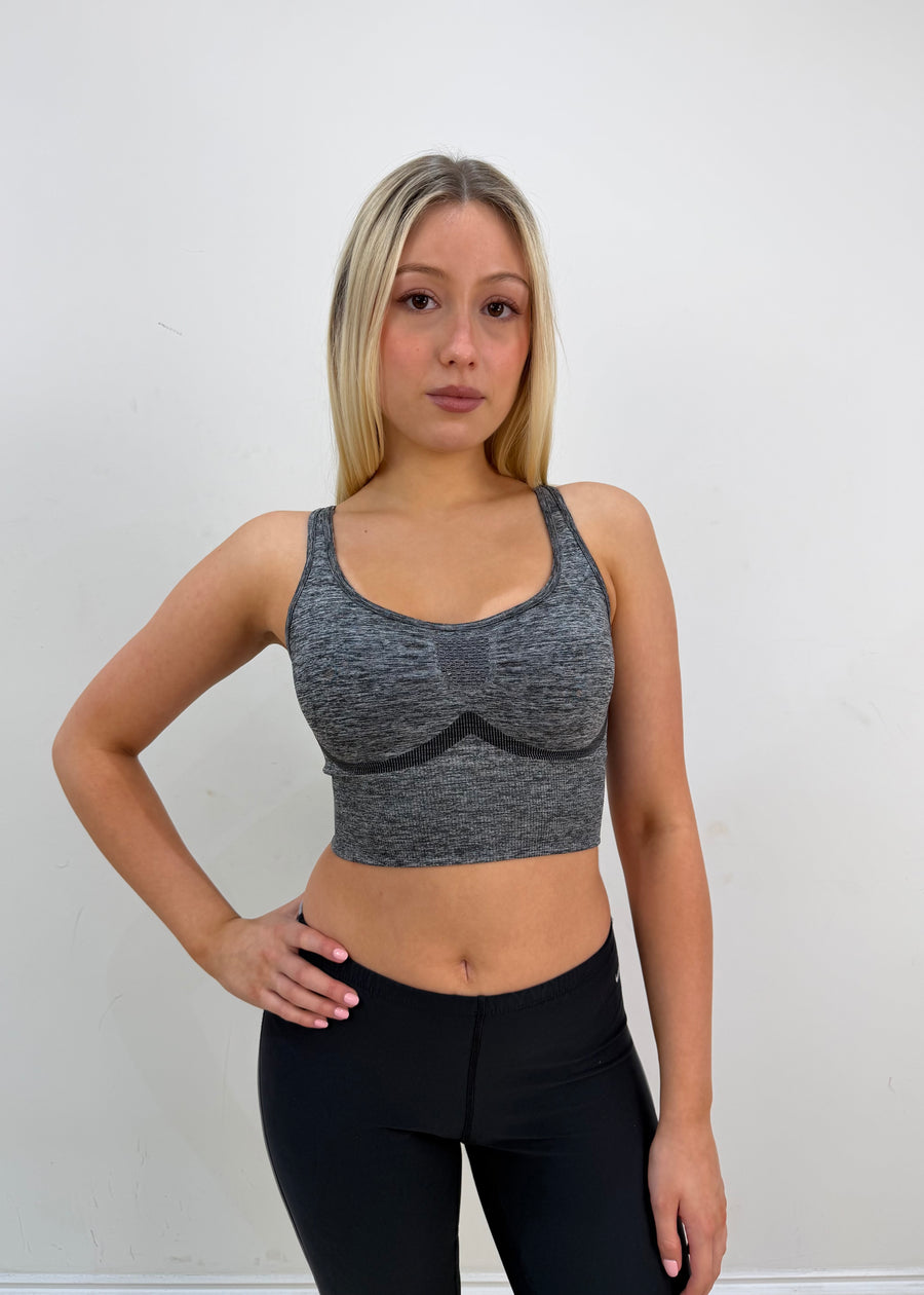 small grey sports bra