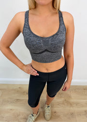 small grey sports bra