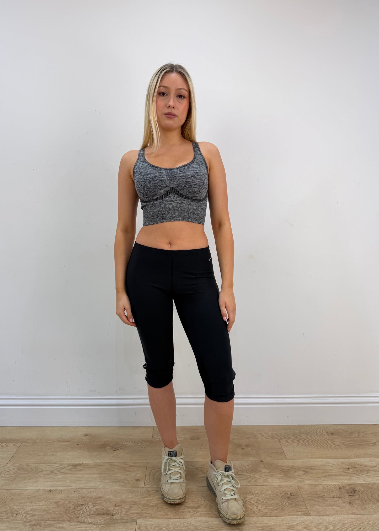 small grey sports bra