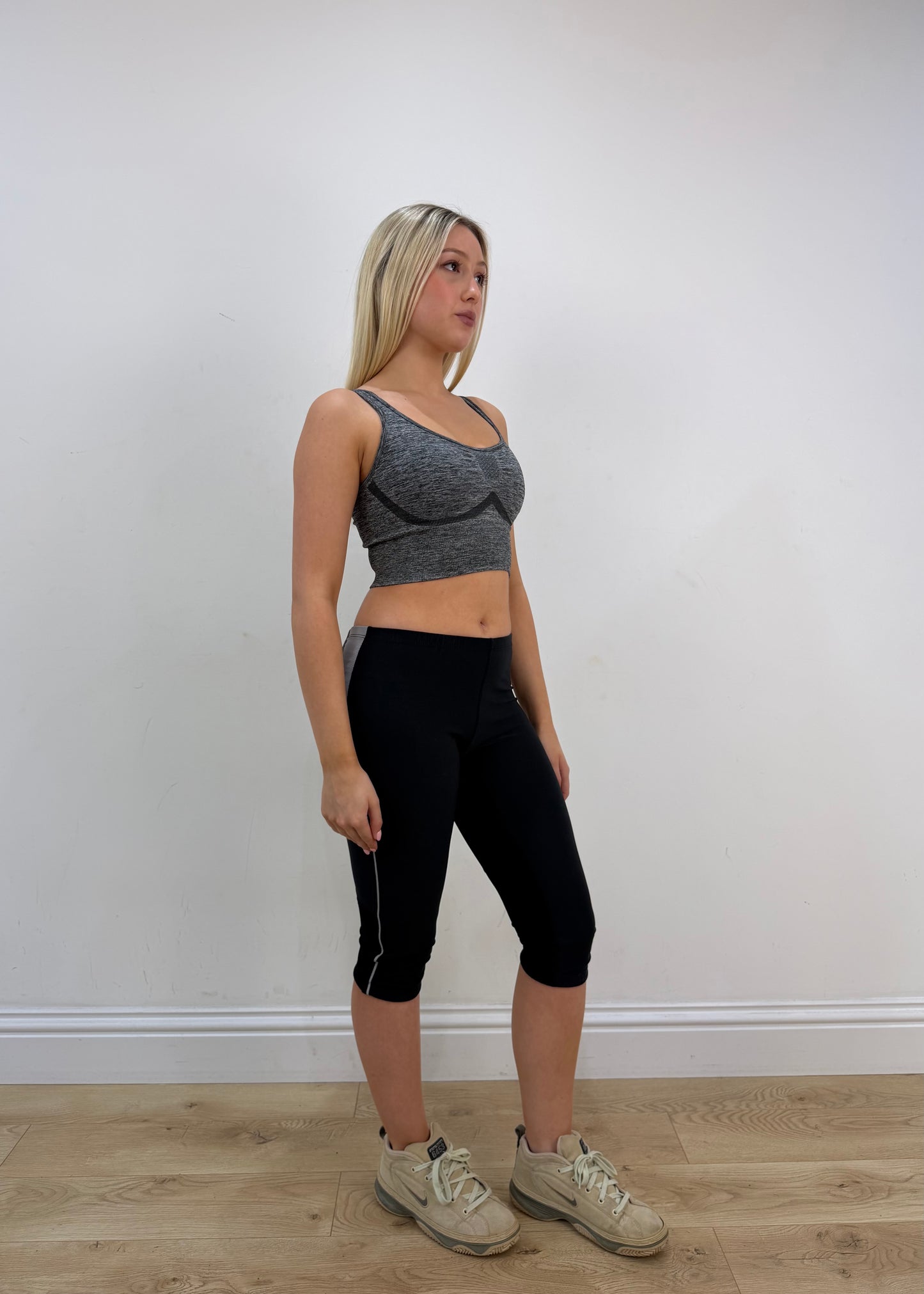small grey sports bra
