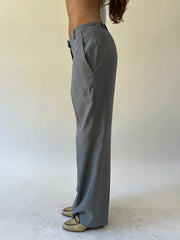 back to school drop grey pinstripe flared trousers detail