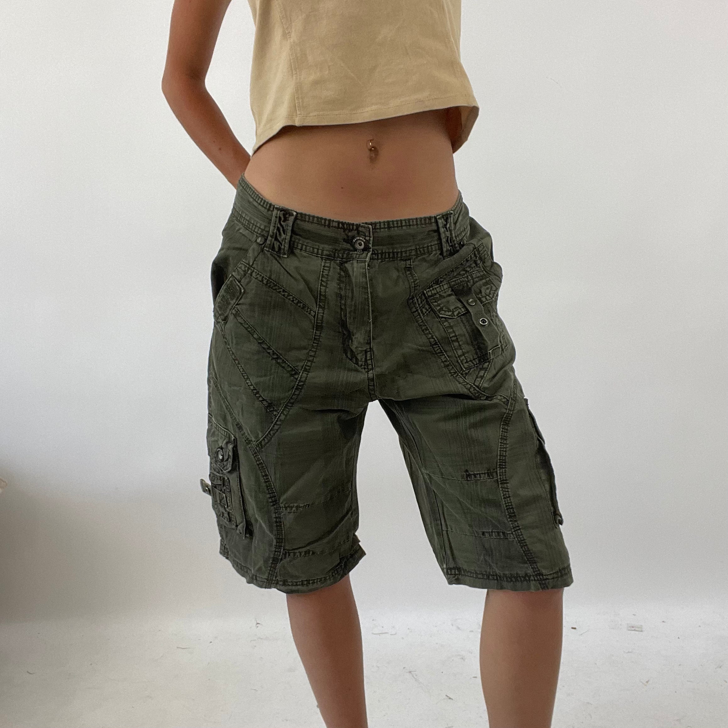 SUMMER IT GIRL DROP green gingham oversized cargo shorts