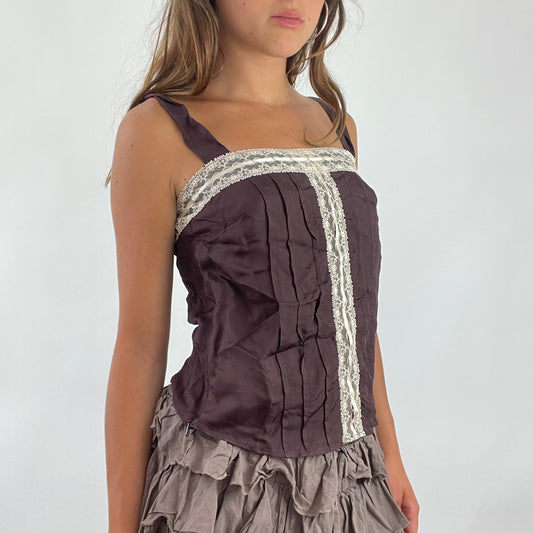 SUMMER ‘IT GIRL’ DROP | brown satin top - size 8