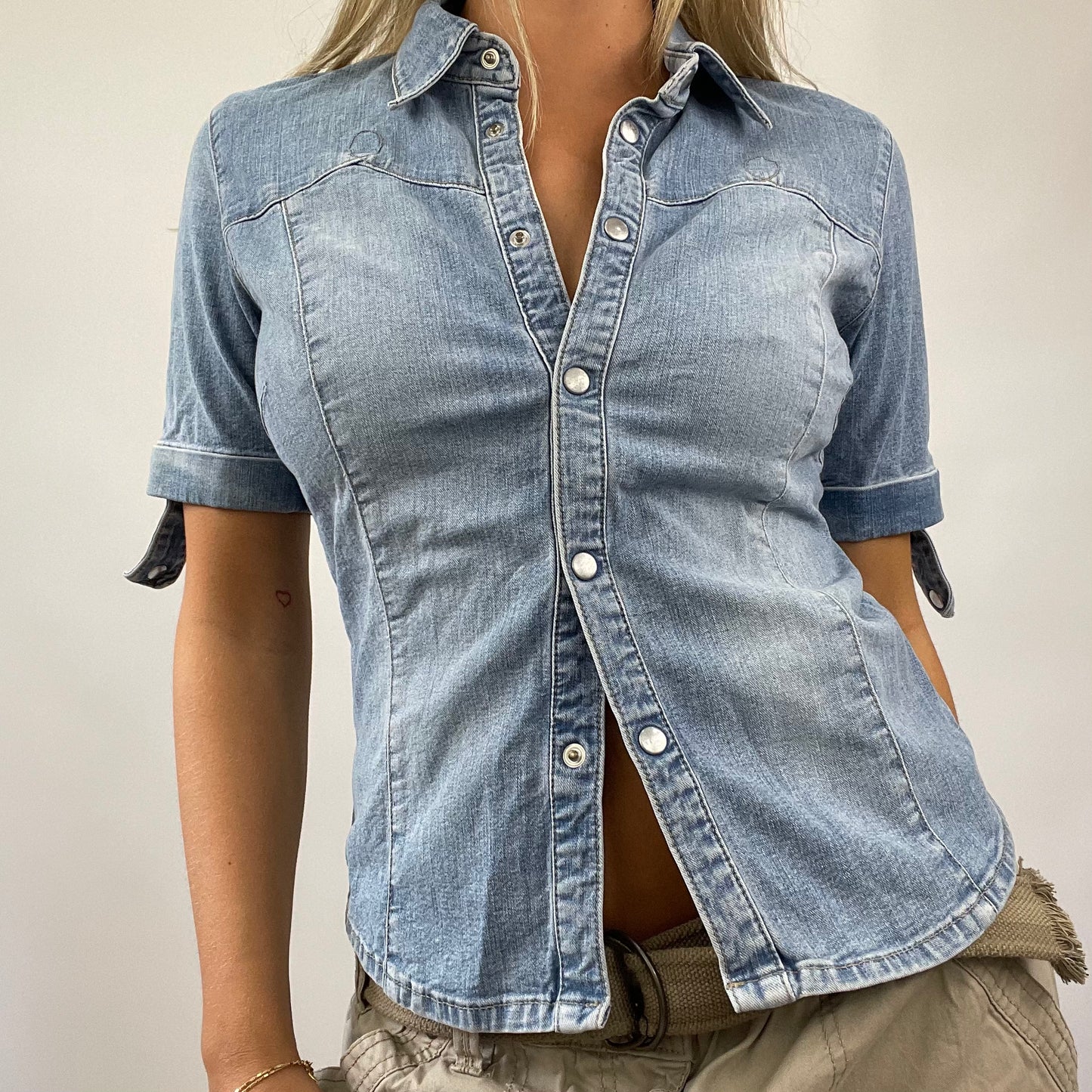MANHATTAN GIRL DROP | small denim shirt sleeve shirt