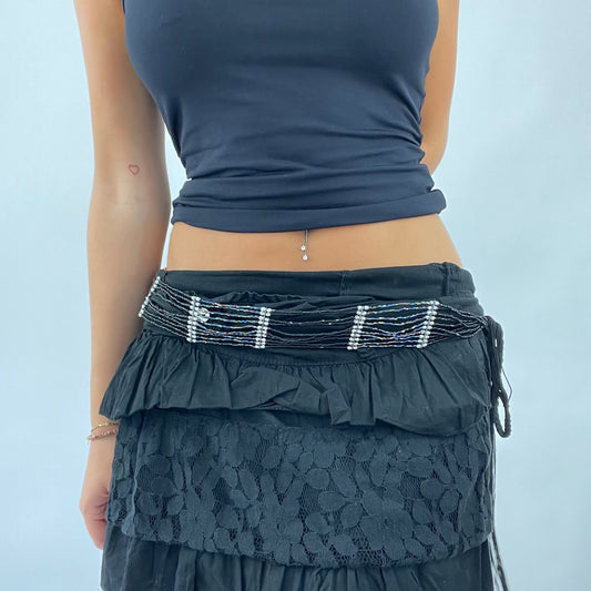 GRUNGE FAIRYCORE DROP | black beaded tassel belt