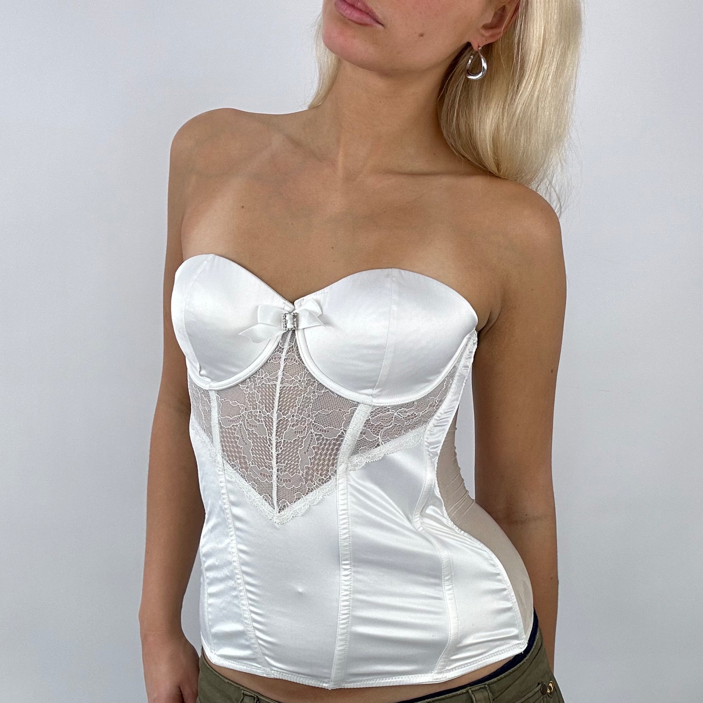 💚💻 DAINTY DROP | small white strapless bandeau corset