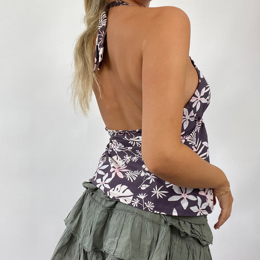 💚 💻 EUROPEAN SUMMER DROP | small purple hibiscus halterneck top