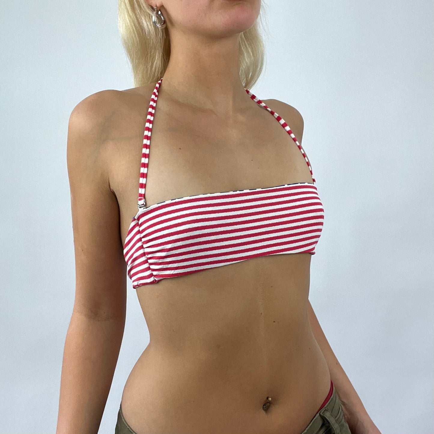 FESTIVAL DROP | reversible striped/ heart print bikini top