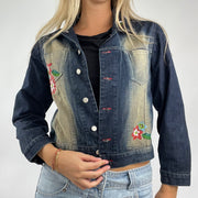 🩵🧥 | kids size small / xs flower painted denim jacket