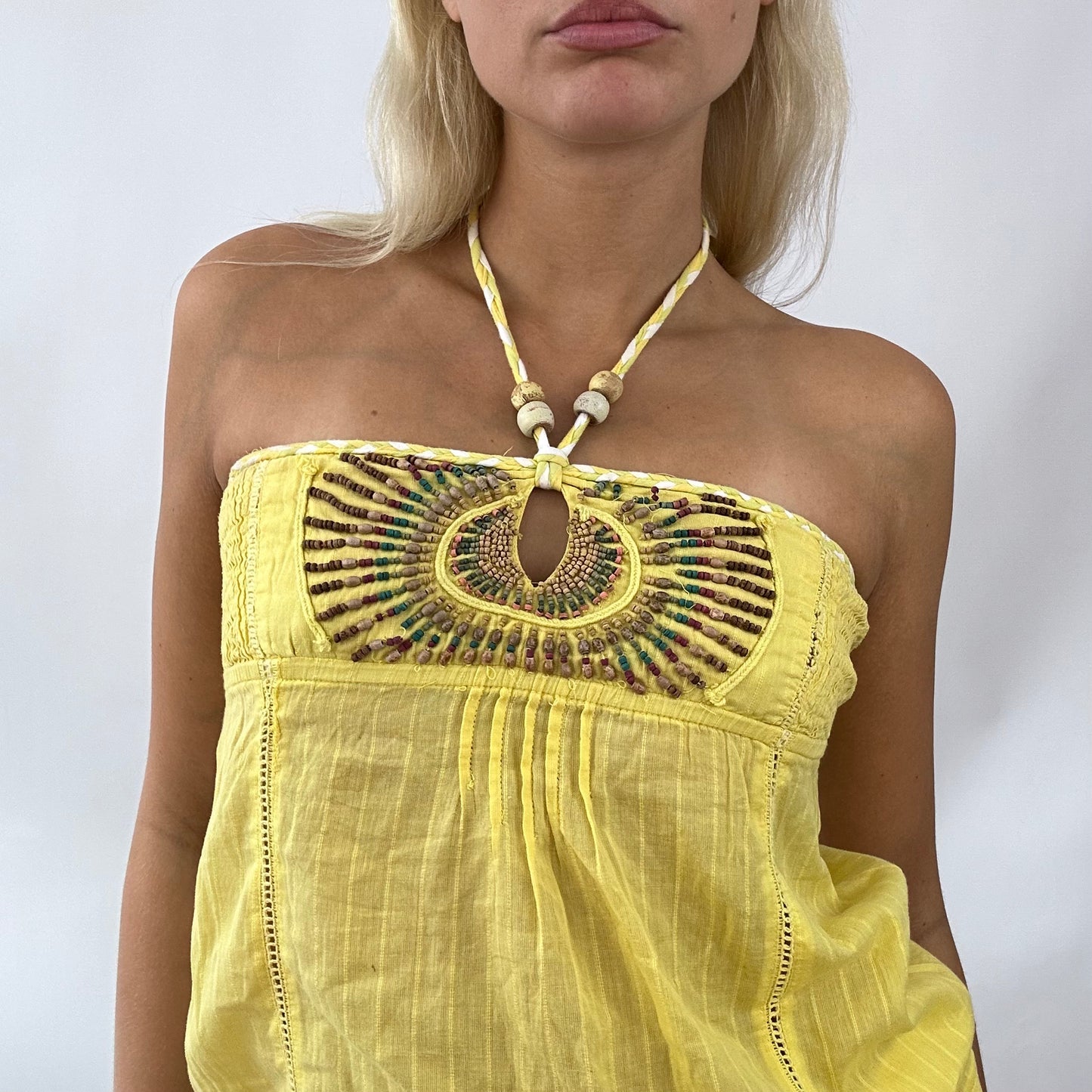 BARBIE DROP - beach barbie | yellow halter neck top - small