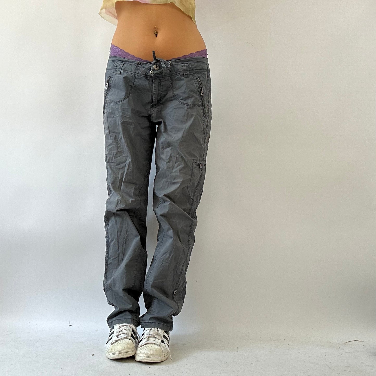 BOHO GIRL DROP | grey cargo trousers - small