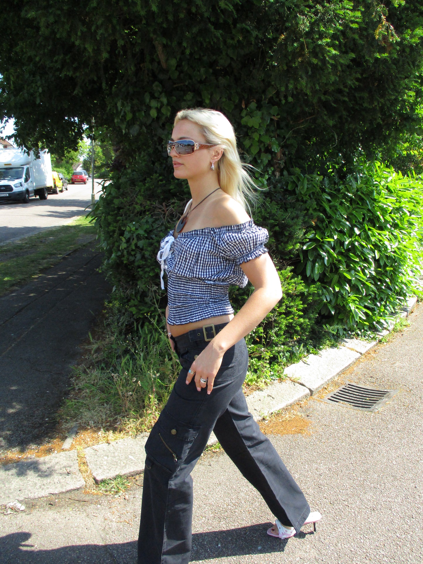 💻‼️ black cargo trousers with buckles