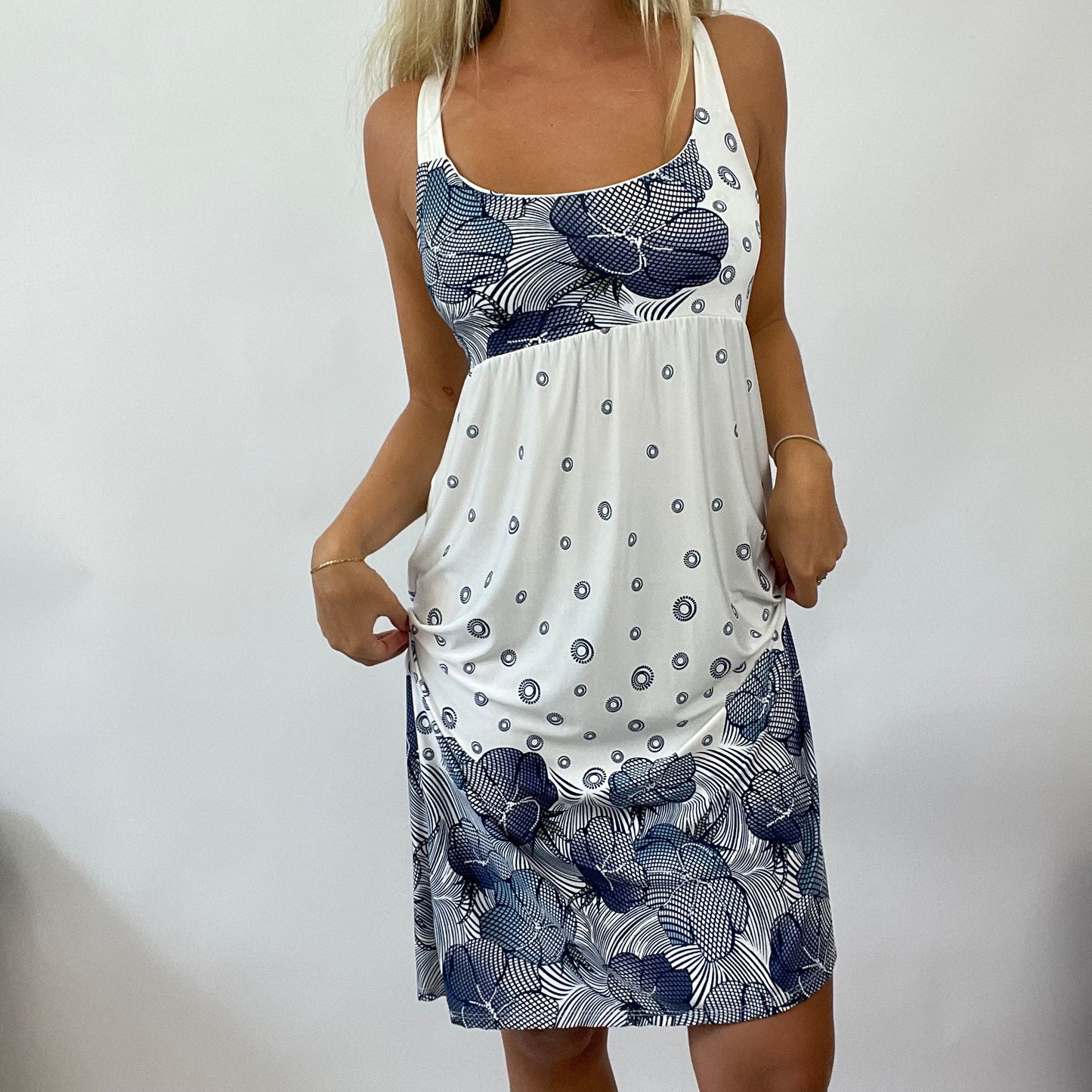 EUROPEAN SUMMER DROP | small white and blue floral dress