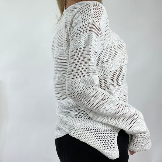 MERMAID CORE DROP | small white crochet jumper