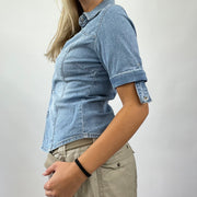MANHATTAN GIRL DROP | camisa de denim pequeña camisa de manga