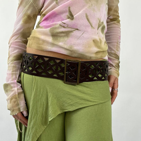 💚 💻 BOHO GIRL DROP | brown cutout belt with gold buckle