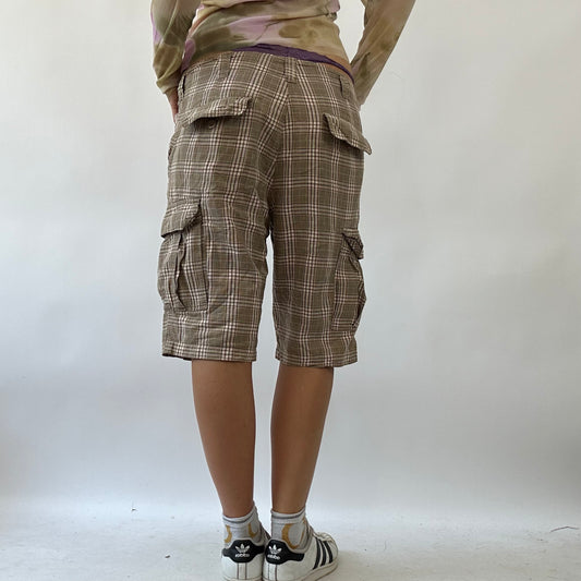 BOHO GIRL DROP | pink and brown checkered cargo shorts - W34