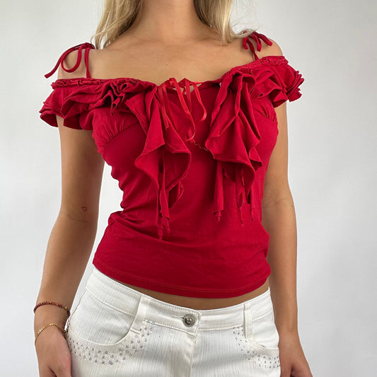 💻 DROP 5 | small red ruffle frill off the shoulder top
