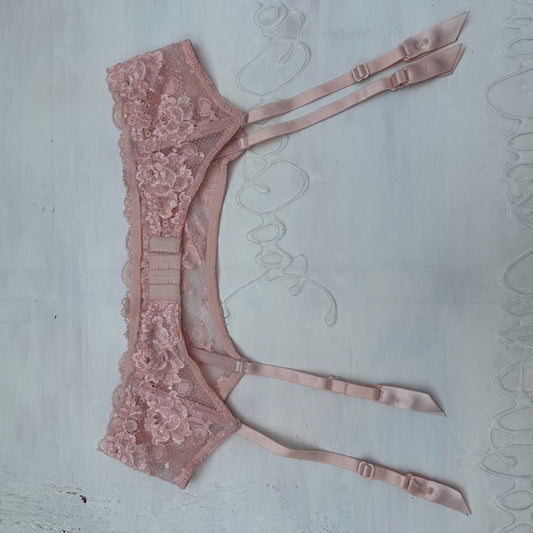 DAINTY DROP | pink lace suspenders - small